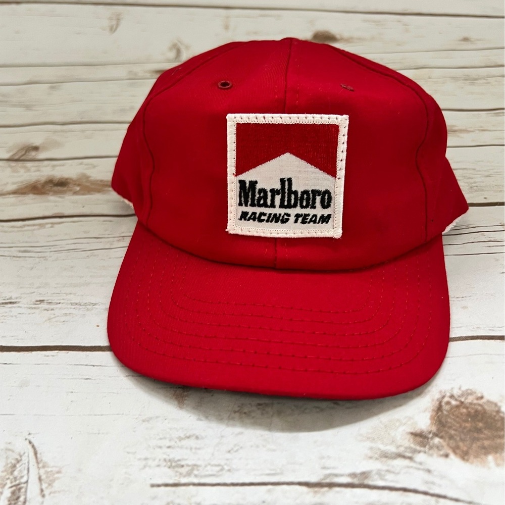 Marlboro Racing Team Hat Red Vintage Snapback Made in USA OSFA